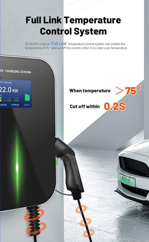 Planet Gates IEVISON 32A 3 Phase 22KW EV Charger Wallbox Electric Vehicle Charging Station Type 2 Socket IEC 62196-2 With Free Holder