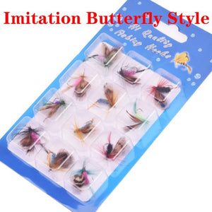 Planet Gates Imitation Butterfly 12Pcs/Set Insects Flies Fly Fishing Lures Bait High Carbon Steel Hook Fish Tackle With Super Sharpened Crank Hook Perfect Decoy