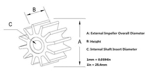 Planet Gates Impeller 09-808B 22405-0001 500121 50021 3586496 875583-7 21951342  for Jabsco / Johnson / Volvo Penta Engine Pump , Neoprene