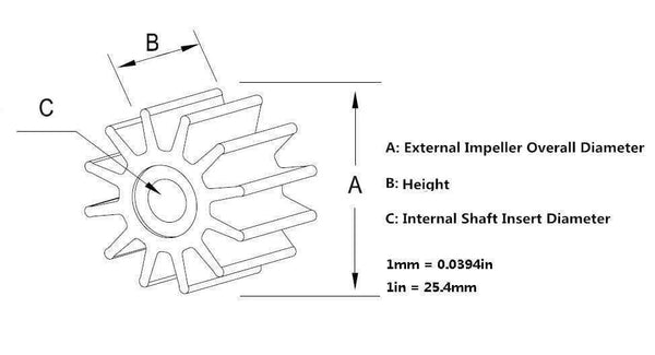 Planet Gates Impeller 09-808B 22405-0001 500121 50021 3586496 875583-7 21951342  for Jabsco / Johnson / Volvo Penta Engine Pump , Neoprene