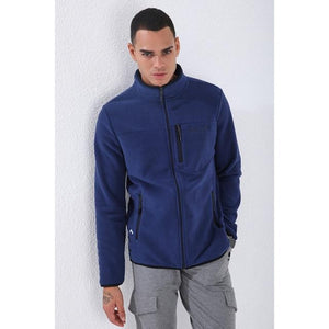 Planet Gates Indigo / S / TURKEY Casual Zipper Sweatshirts Male Tracksuit Fashion Jacket Mens Clothing Outerwear Sweatshirt Men's Pocket Zipper Sweatshirt Slim Fit Stand Collar Fleece No Hoodie Sport Clothing 87890