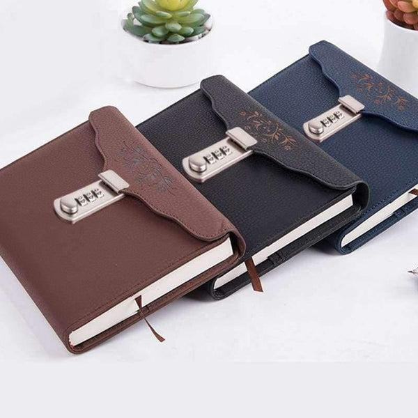 Planet Gates Individual Logo Custom B6 Notebook Writing Pads Lock Password PU Leather Notepad Travelers Office School Diary Binder Gift