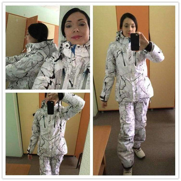 Planet Gates Ink / S Women Ski Suit Snowboard Ski Jacket+Pants Windproof Waterproof Thicken Thermal Outdoor Sport Wear Winter Impression