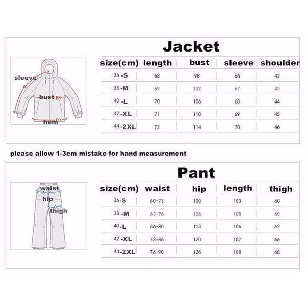 Planet Gates Ink / S Women Ski Suit Snowboard Ski Jacket+Pants Windproof Waterproof Thicken Thermal Outdoor Sport Wear Winter Impression