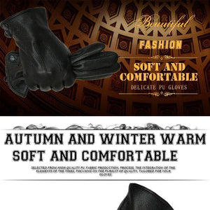 Planet Gates Inner suture / 10 Leather gloves male warm soft men's Arm sleeve black men mittens imitate rabbit fur 70% wool