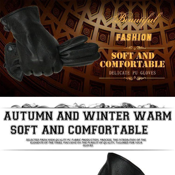 Planet Gates Inner suture / 10 Leather gloves male warm soft men's Arm sleeve black men mittens imitate rabbit fur 70% wool