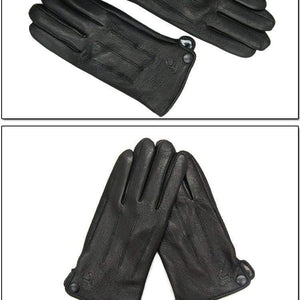 Planet Gates Inner suture / 10 Leather gloves male warm soft men's Arm sleeve black men mittens imitate rabbit fur 70% wool