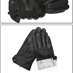 Planet Gates Inner suture / 10 Leather gloves male warm soft men's Arm sleeve black men mittens imitate rabbit fur 70% wool