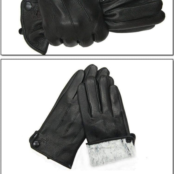 Planet Gates Inner suture / 10 Leather gloves male warm soft men's Arm sleeve black men mittens imitate rabbit fur 70% wool