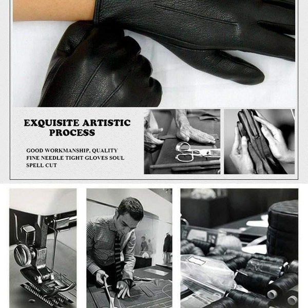 Planet Gates Inner suture / 10 Leather gloves male warm soft men's Arm sleeve black men mittens imitate rabbit fur 70% wool