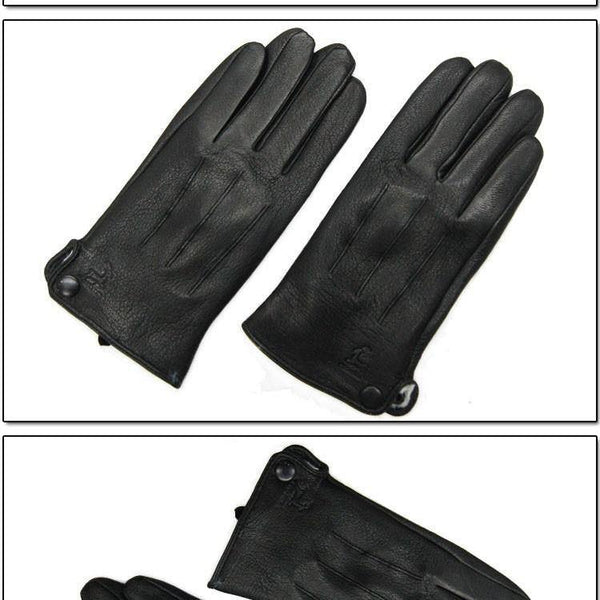 Planet Gates Inner suture / 10 Leather gloves male warm soft men's Arm sleeve black men mittens imitate rabbit fur 70% wool