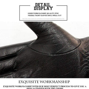 Planet Gates Inner suture / 10 Leather gloves male warm soft men's Arm sleeve black men mittens imitate rabbit fur 70% wool