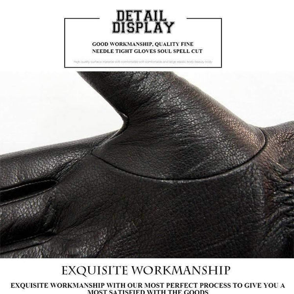Planet Gates Inner suture / 10 Leather gloves male warm soft men's Arm sleeve black men mittens imitate rabbit fur 70% wool