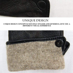 Planet Gates Inner suture / 10 Leather gloves male warm soft men's Arm sleeve black men mittens imitate rabbit fur 70% wool