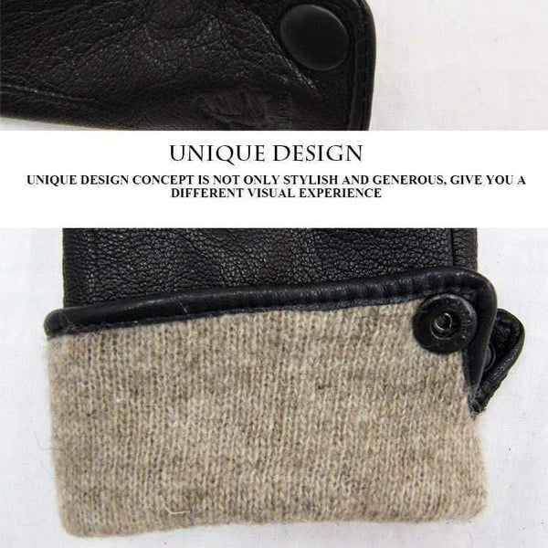 Planet Gates Inner suture / 10 Leather gloves male warm soft men's Arm sleeve black men mittens imitate rabbit fur 70% wool