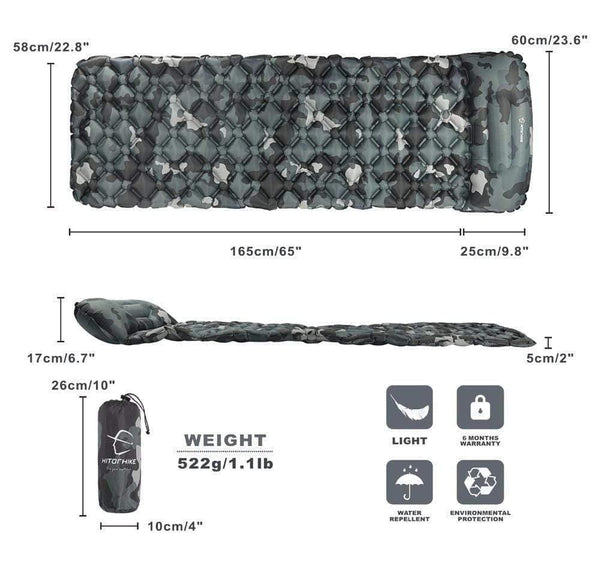 Planet Gates Innovative sleeping pad fast filling air bag super light inflatable mattress with pillow life rescue 550g  cushion pad