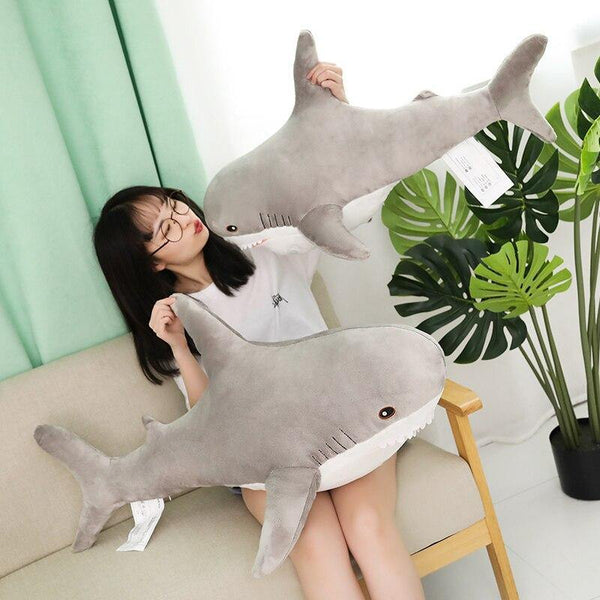 Ins 15/45/60cm Giant Shark Plush Stuffed Toy Soft Speelgoed Animal Reading Pillow For Christmas Gifts Cushion Doll Gift For Kids