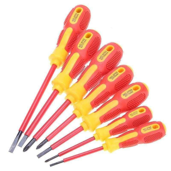 Planet Gates Insulated 7pcs Screwdriver Set Withstand Voltage 1000V Precision Magnetic Phillips Slotted For Electrician Hand Tools with Bag