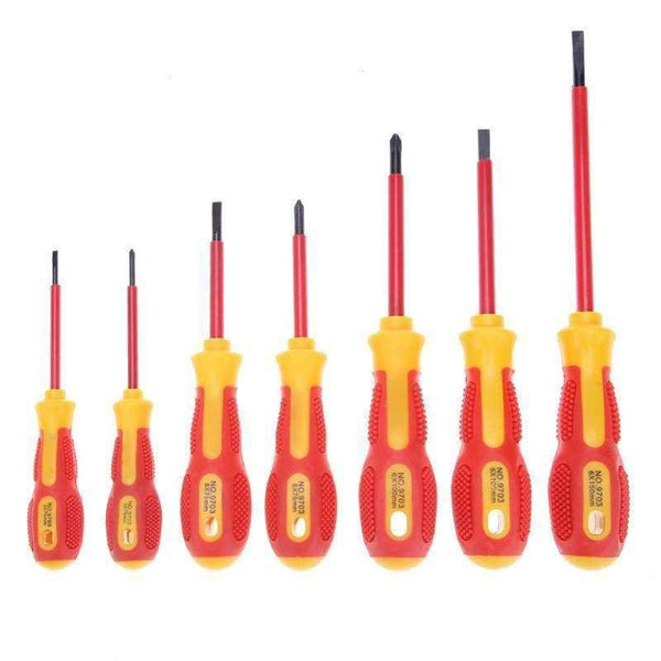 Planet Gates Insulated 7pcs Screwdriver Set Withstand Voltage 1000V Precision Magnetic Phillips Slotted For Electrician Hand Tools with Bag