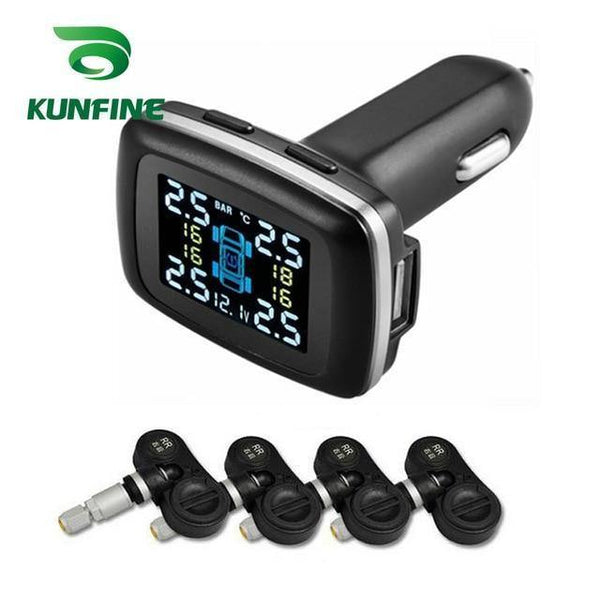 Planet Gates Internal TPMS Tire Pressure Monitoring System cigarette lighter Digital LCD Display Auto Security Alarm Systems Tyre Pressure