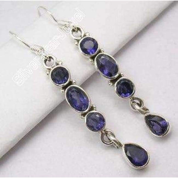 Planet Gates IOLITE Chanti International Pure Silver Natural MULTISTONES Multicolor Amazing Gorgeous Earrings 4.7 CM