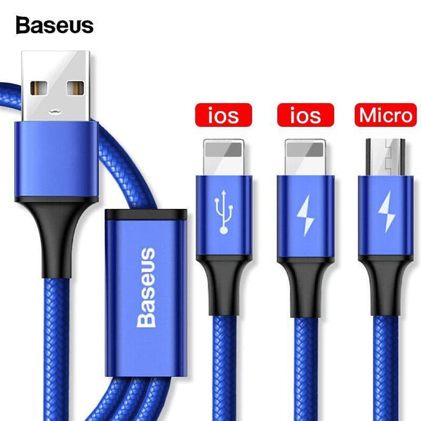 Planet Gates IOS Black / 120cm Baseus 3 in 1 USB Cable For iPhone Xs Max Xr X 8 7 6 6s 5 5s SE Charing Charger Micro USB Cable For Samsung Xiaomi Android Phone