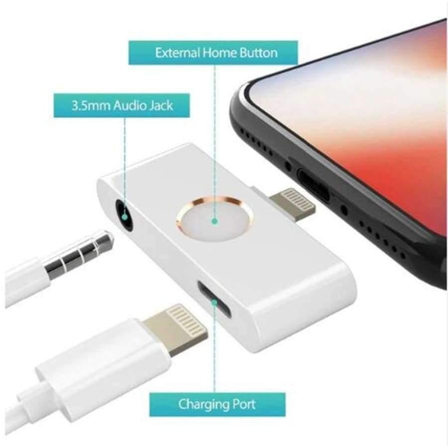 Planet Gates iPhone x 10 8 Home Button Audio Adapter Headphone Converter Support Home Key Audio 3.5mm Jack & Listening Charging 2018 New