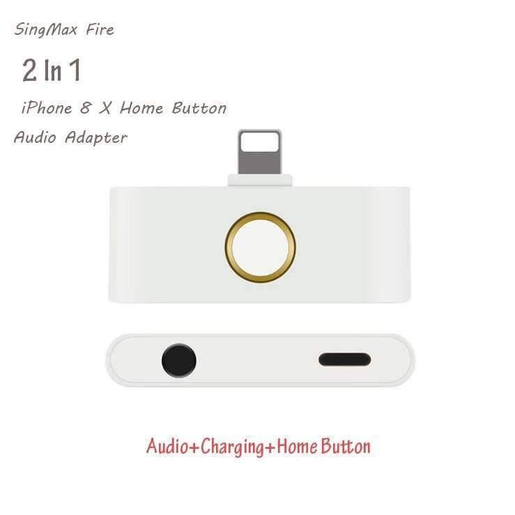 Planet Gates iPhone x 10 8 Home Button Audio Adapter Headphone Converter Support Home Key Audio 3.5mm Jack & Listening Charging 2018 New