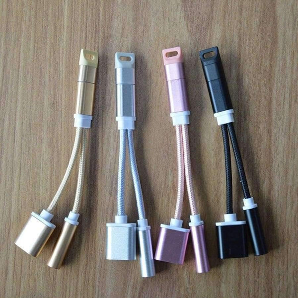 Planet Gates iPhone X/8 Plus IOS 11 Audio Adapter 3.5mm Headphone Jack Lighting Music Charge AUX Cable Splitter w USB Cable Gift