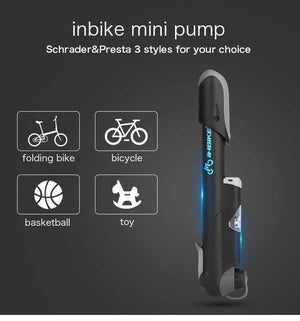 Planet Gates IQ309 Portable Bicycle Pump Mini Hand Pump Cycling Air Pump Ball Toy Tire Inflator Schrader Presta Valve MTB Mountain Bike Pump