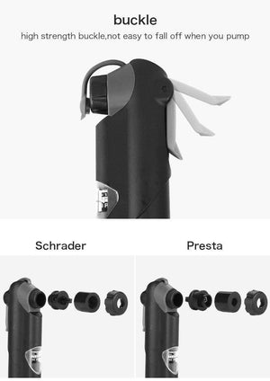 Planet Gates IQ309 Portable Bicycle Pump Mini Hand Pump Cycling Air Pump Ball Toy Tire Inflator Schrader Presta Valve MTB Mountain Bike Pump