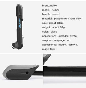 Planet Gates IQ309 Portable Bicycle Pump Mini Hand Pump Cycling Air Pump Ball Toy Tire Inflator Schrader Presta Valve MTB Mountain Bike Pump