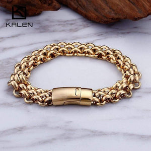 Planet Gates Italy Gold Stainless Steel Chain Link Bracelets For Men Fashion Male 22CM Magnetic Hand Chain Bracelets Jewelry