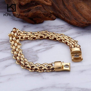 Planet Gates Italy Gold Stainless Steel Chain Link Bracelets For Men Fashion Male 22CM Magnetic Hand Chain Bracelets Jewelry