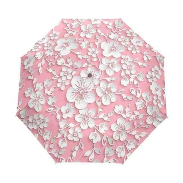 Planet Gates item7 / China Automatic 3D Floral Guarda Chuva White Chinese Sun Umbrella 3 Folding Umbrella Rain Women Anti UV Outdoor Travel Sombrinha