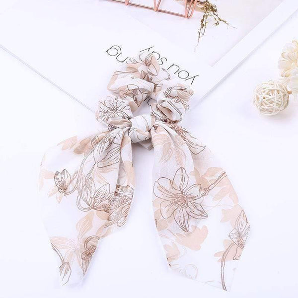Chiffon Ribbons Hairband Elastic Hair Rope Hair Tie Floral Scrunchie Women Ponytail Holder Rubber Headbands Accessories