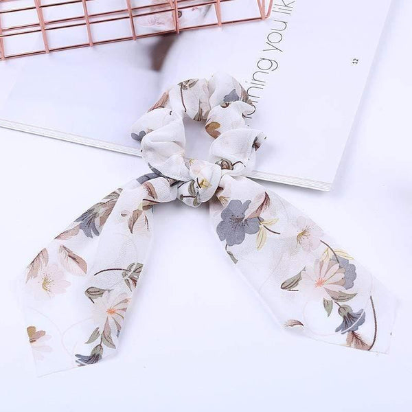 Chiffon Ribbons Hairband Elastic Hair Rope Hair Tie Floral Scrunchie Women Ponytail Holder Rubber Headbands Accessories