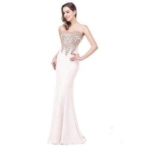 Planet Gates Ivory / 2 Gold Applique Royal Blue Lilac Mermaid Bridesmaid Dresses 2018 Long Wedding Party Dress robe demoiselle d'honneur