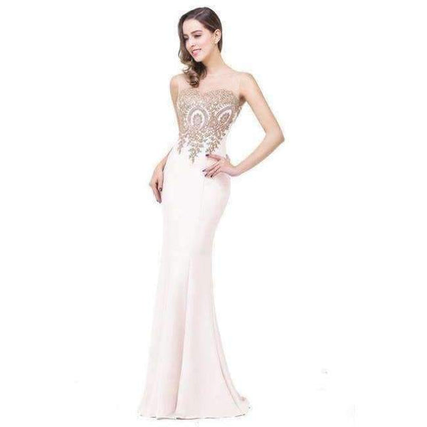 Planet Gates Ivory / 2 Gold Applique Royal Blue Lilac Mermaid Bridesmaid Dresses 2018 Long Wedding Party Dress robe demoiselle d'honneur