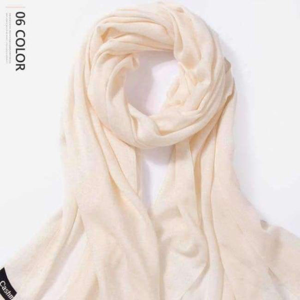 Planet Gates Ivory / 216cmX65cm Autumn and Winter Scarf Women Fashion Solid Cashmere scarves for Women Shawls and Wraps 35 Colours