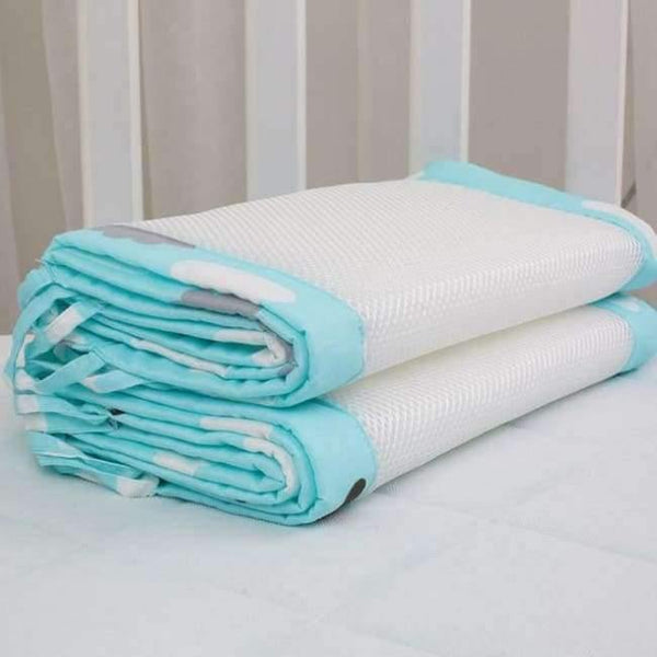 Planet Gates Ivory 2Pcs/Set Breathable Summer Baby Bedding Bumper Collision Half Around baby bumper crib set Cotton Printing Mesh Safety Rails