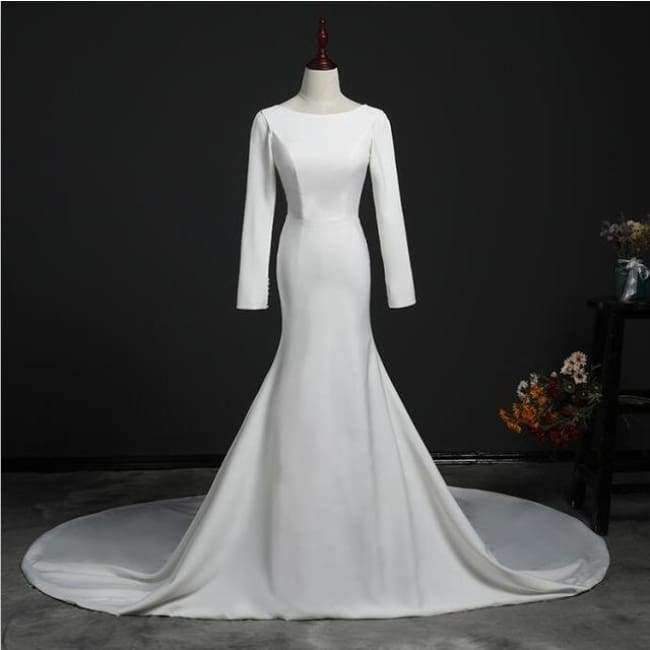 Planet Gates Ivory / 4 Wedding Dress 2018 Button Backless Long Sleeves Zip Robe de Bridal Dresses Robe de Marriage Wedding Gowns