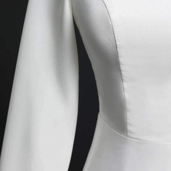 Planet Gates Ivory / 4 Wedding Dress 2018 Button Backless Long Sleeves Zip Robe de Bridal Dresses Robe de Marriage Wedding Gowns