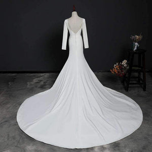 Planet Gates Ivory / 4 Wedding Dress 2018 Button Backless Long Sleeves Zip Robe de Bridal Dresses Robe de Marriage Wedding Gowns