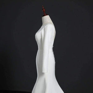 Planet Gates Ivory / 4 Wedding Dress 2018 Button Backless Long Sleeves Zip Robe de Bridal Dresses Robe de Marriage Wedding Gowns