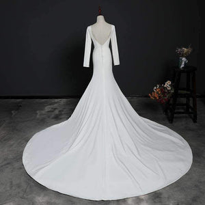 Planet Gates Ivory / 4 Wedding Dress 2018 Button Backless Long Sleeves Zip Robe de Bridal Dresses Robe de Marriage Wedding Gowns