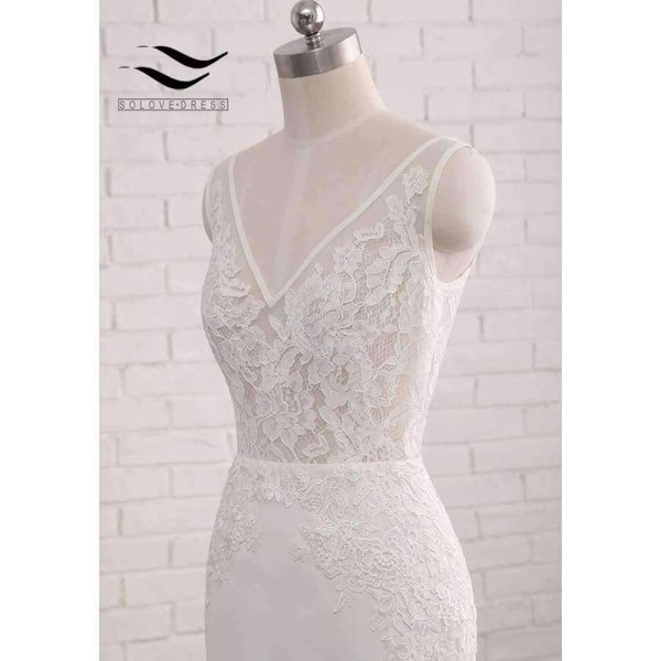 Planet Gates Ivory / 6 / 100cm Backless Sexy Chiffon Chapel Train Long Cap Sleeves Wedding Dress Mermaid Real Photos Bridal Gown 2018 SLD-W593