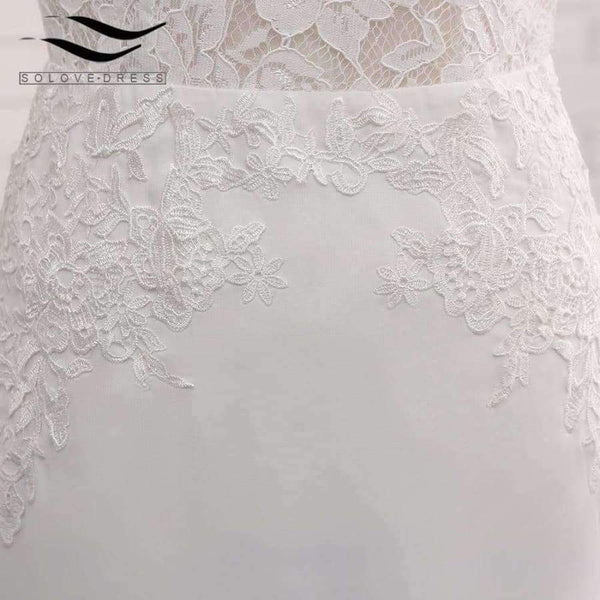 Planet Gates Ivory / 6 / 100cm Backless Sexy Chiffon Chapel Train Long Cap Sleeves Wedding Dress Mermaid Real Photos Bridal Gown 2018 SLD-W593