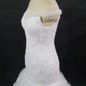 Planet Gates Ivory / 6 / 50cm The Latest African Style Mermaid Wedding Dress With Flowers Lace Wedding Gown Plus Size Wedding Gown