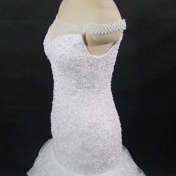 Planet Gates Ivory / 6 / 50cm The Latest African Style Mermaid Wedding Dress With Flowers Lace Wedding Gown Plus Size Wedding Gown